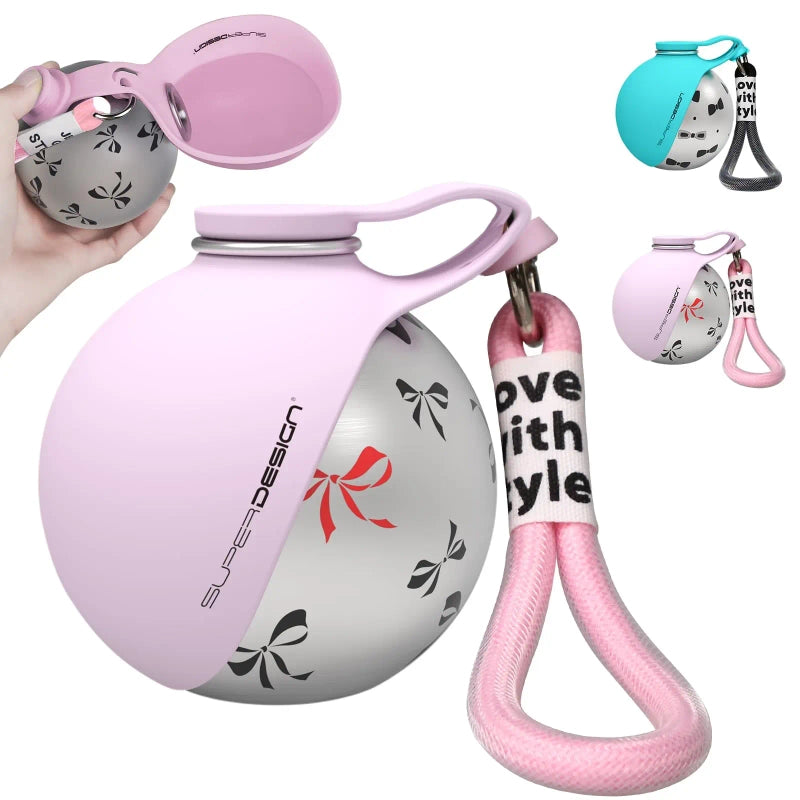 Portable Pet Water Bottle with Foldable Stainless Steel Bowl