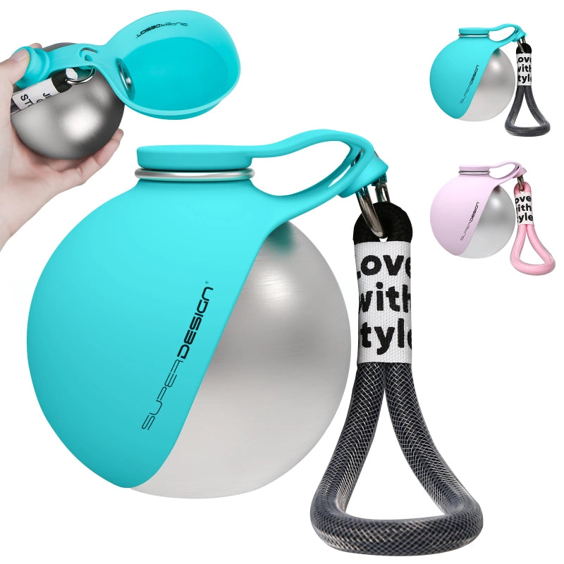 Portable Pet Water Bottle with Foldable Stainless Steel Bowl
