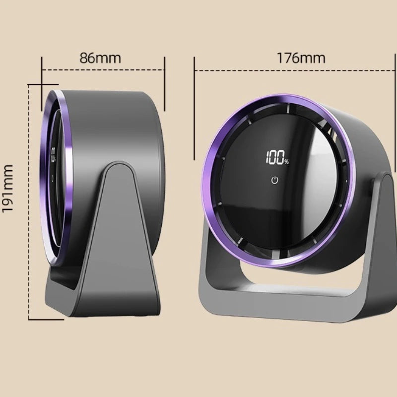 Desktop Fan with Digital Display – Wall-Mounted & Tabletop Mini Circulating Fan