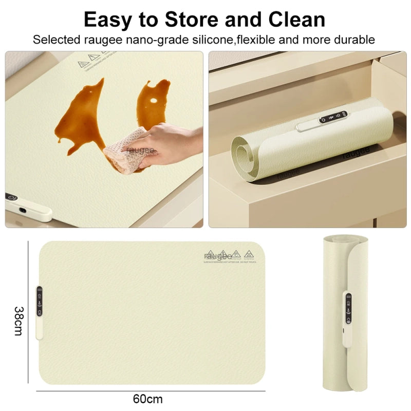 Electric Food Warmer Mat – Foldable Silicone Warming Tray with 6 Temperature Settings